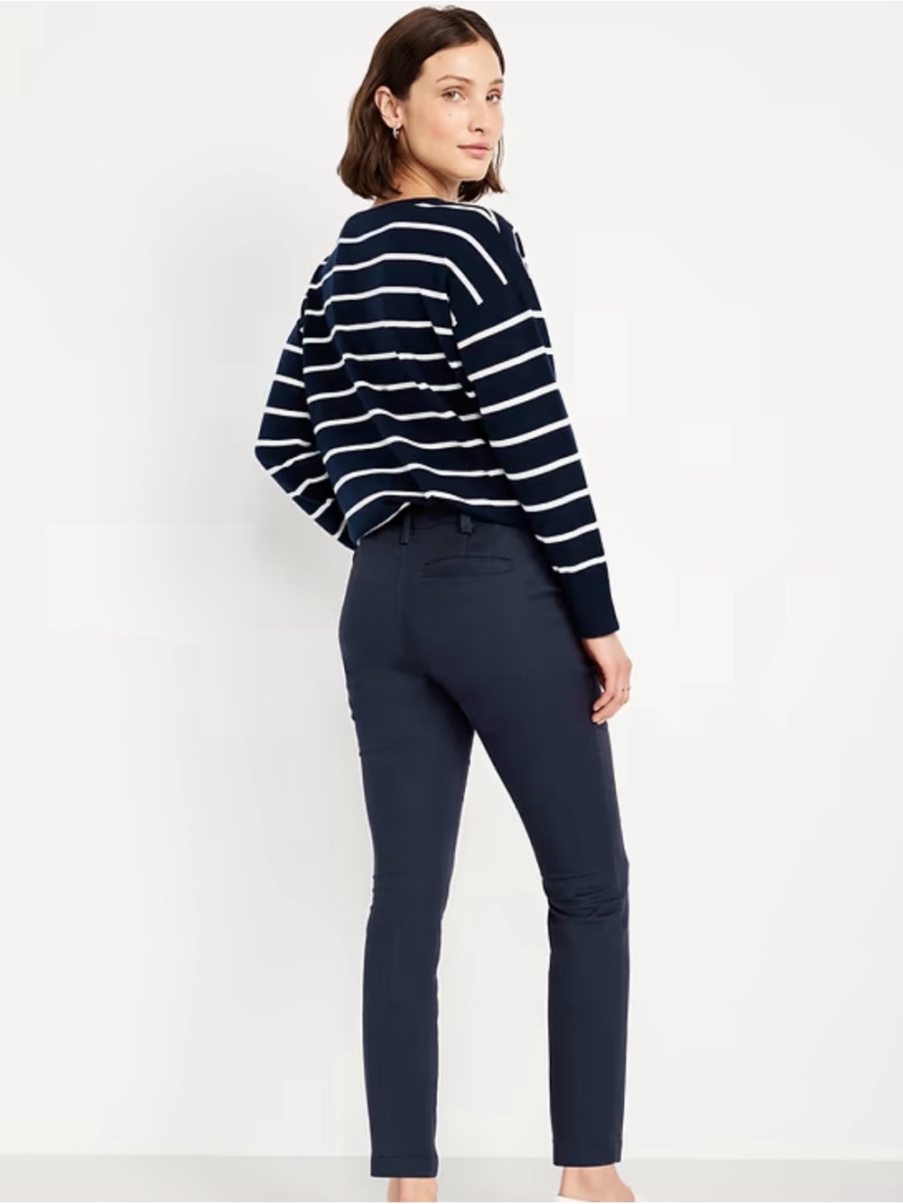 Pixie High Rise Secret Stretch Pockets Ankle Pants for Women - Navy Blue